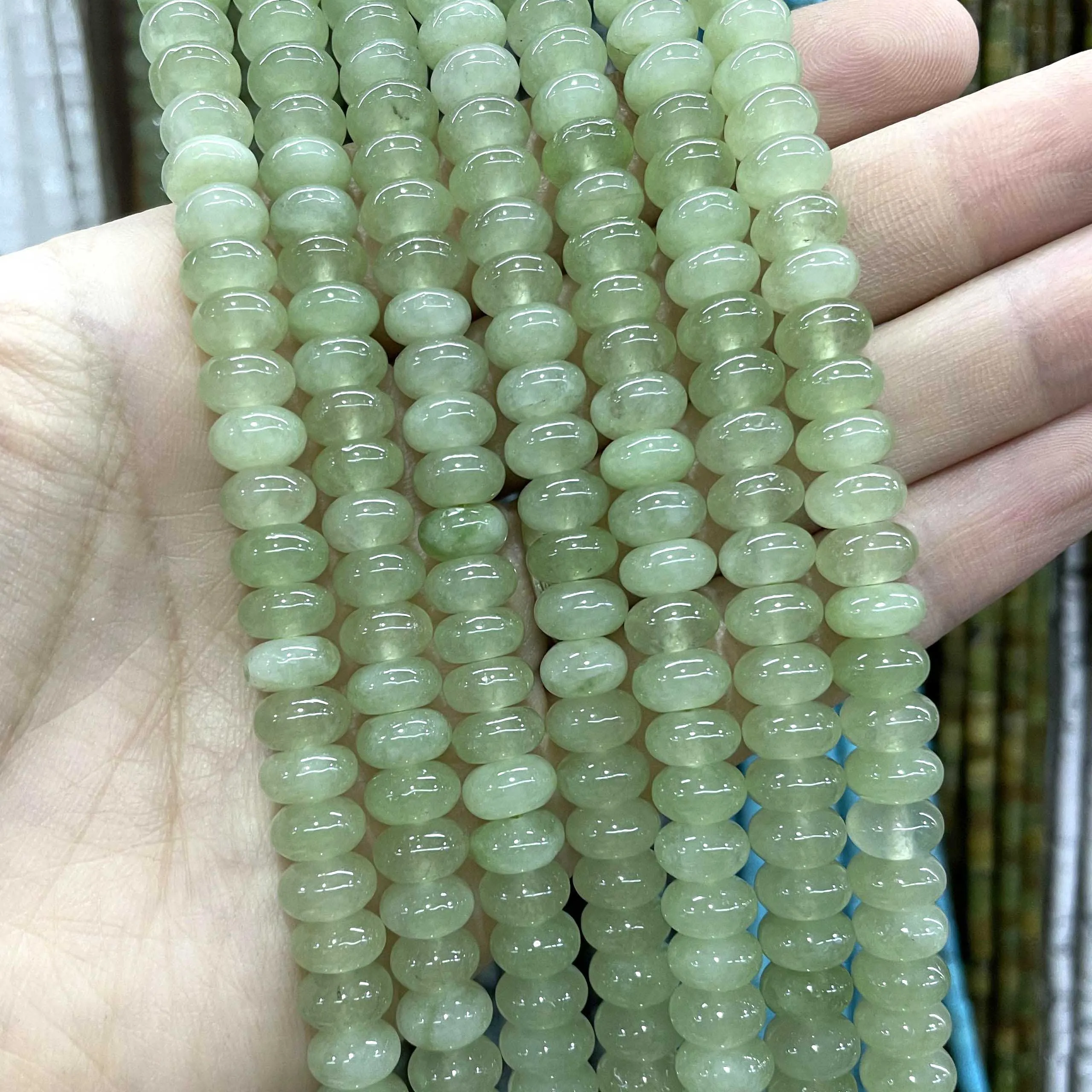 5*8mm Natural Stone Morganite Angelite Aquamarines Rondelle Round  Spacer Beads For Jewelry Making DIY Bracelet Accessories