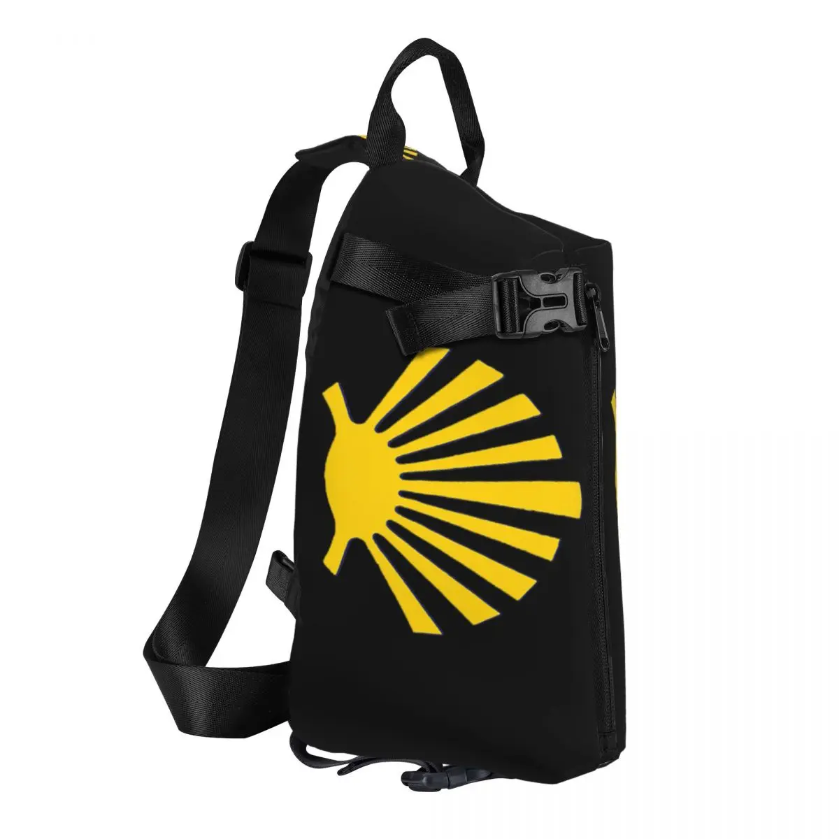 Camino De Santiago Symbol Large Yellow Scallop Shell Chest Bag Men Sling Crossbody Backpack Chest Bag Daypack Shoulder Bag