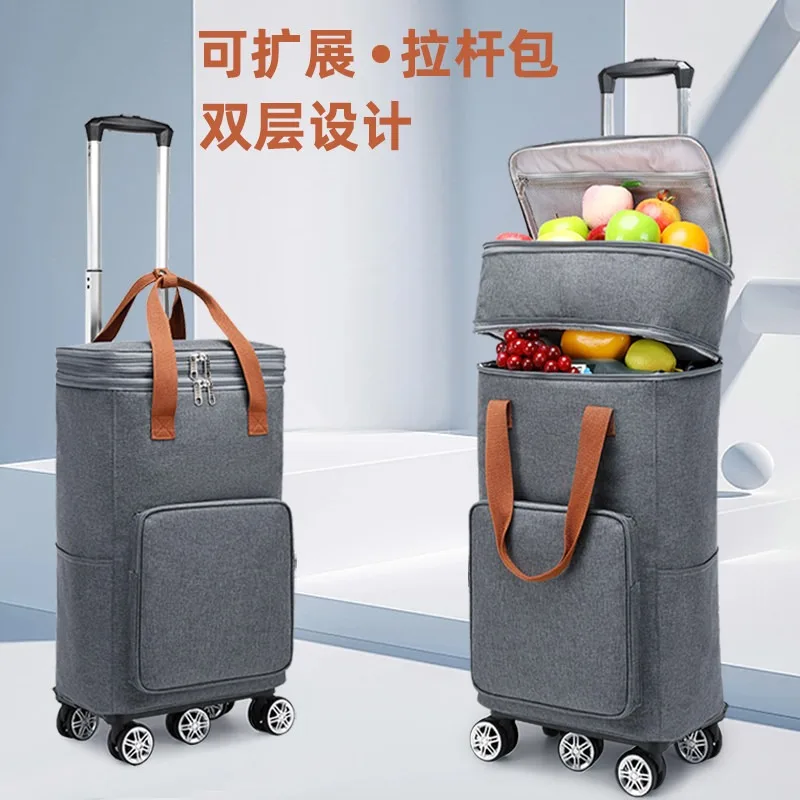 Shopping Cart Universal Wheels Removable Waterproof Liner Large Capacity Portable Grocery Trolley for Home Supermarket Travel