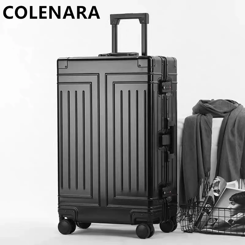

COLENARA 20"24"26"29 Inch Large Capacity Luggage All Aluminum Magnesium Alloy Trolley Case Business Boarding Box Suitcase
