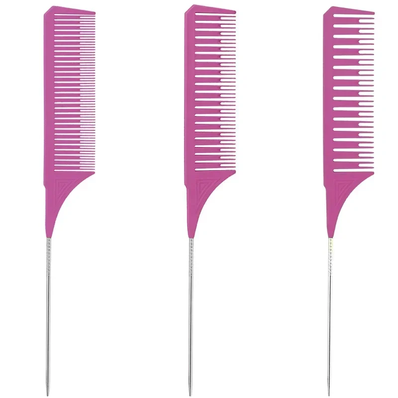 

1PC Professional anti-static Steel tip tail comb high temperature resistant hair cutting highlighting comb dyeing brush