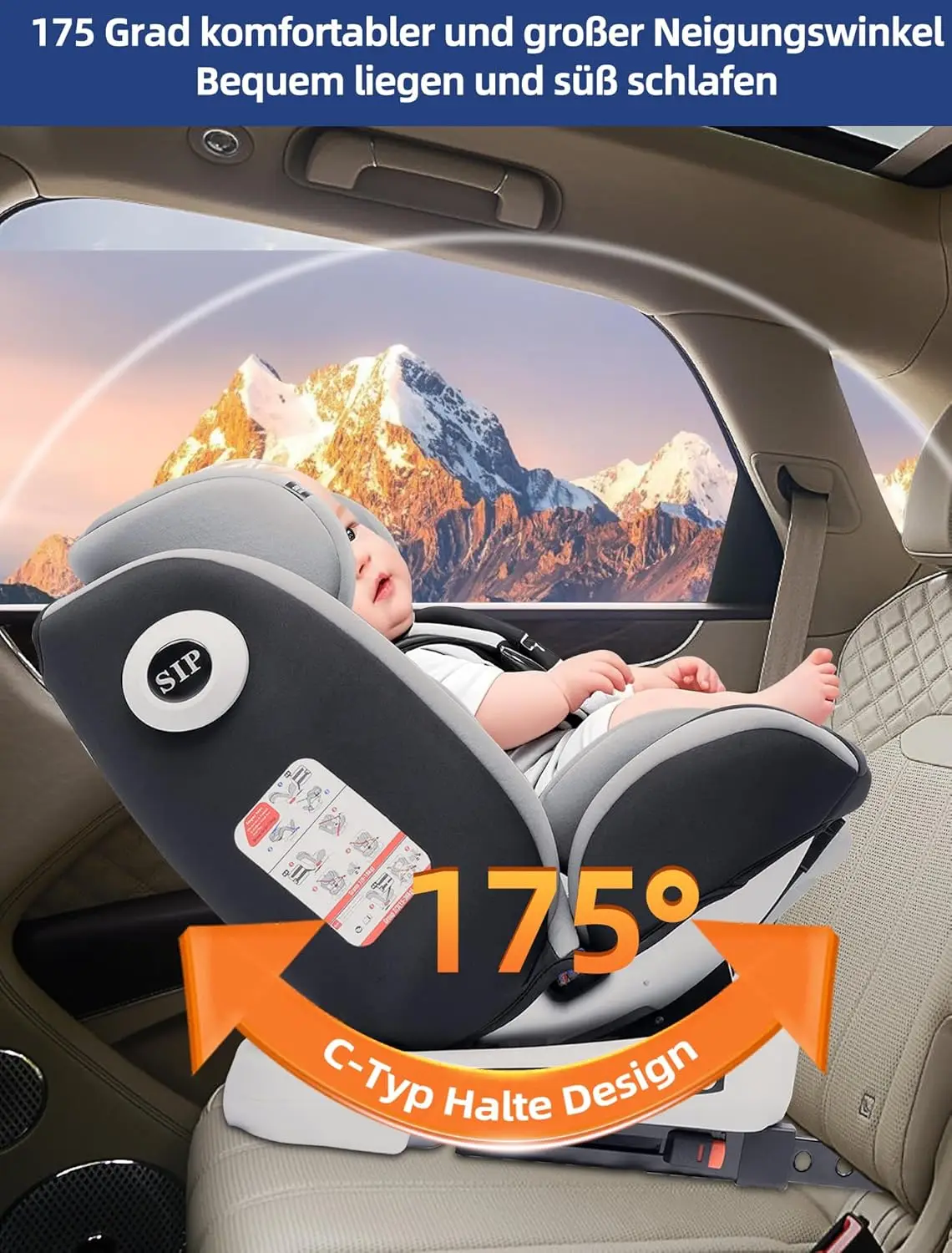 Siège auto bébé 360° AP03 KL005 ECE R129 ° Rotatif avec Isofix ECE R129, Groupe 0+1/2/3 (9-36 kg/0-12 ans), Ceinture de sécurité 5 points