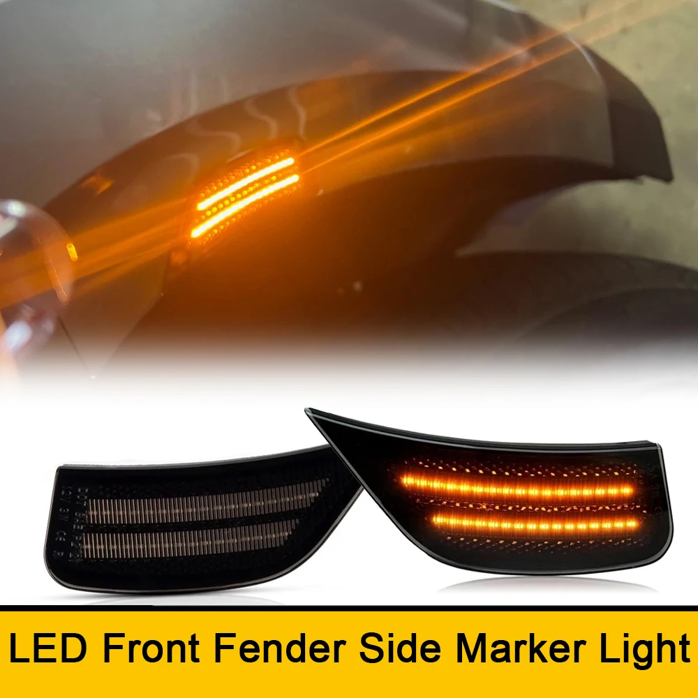 2x Smoked Front Bumper LED Side Marker Lights No Error For Chevy Suburban Tahoe GMC Yukon XL Denali Cadillac Escalade ESV 21-23