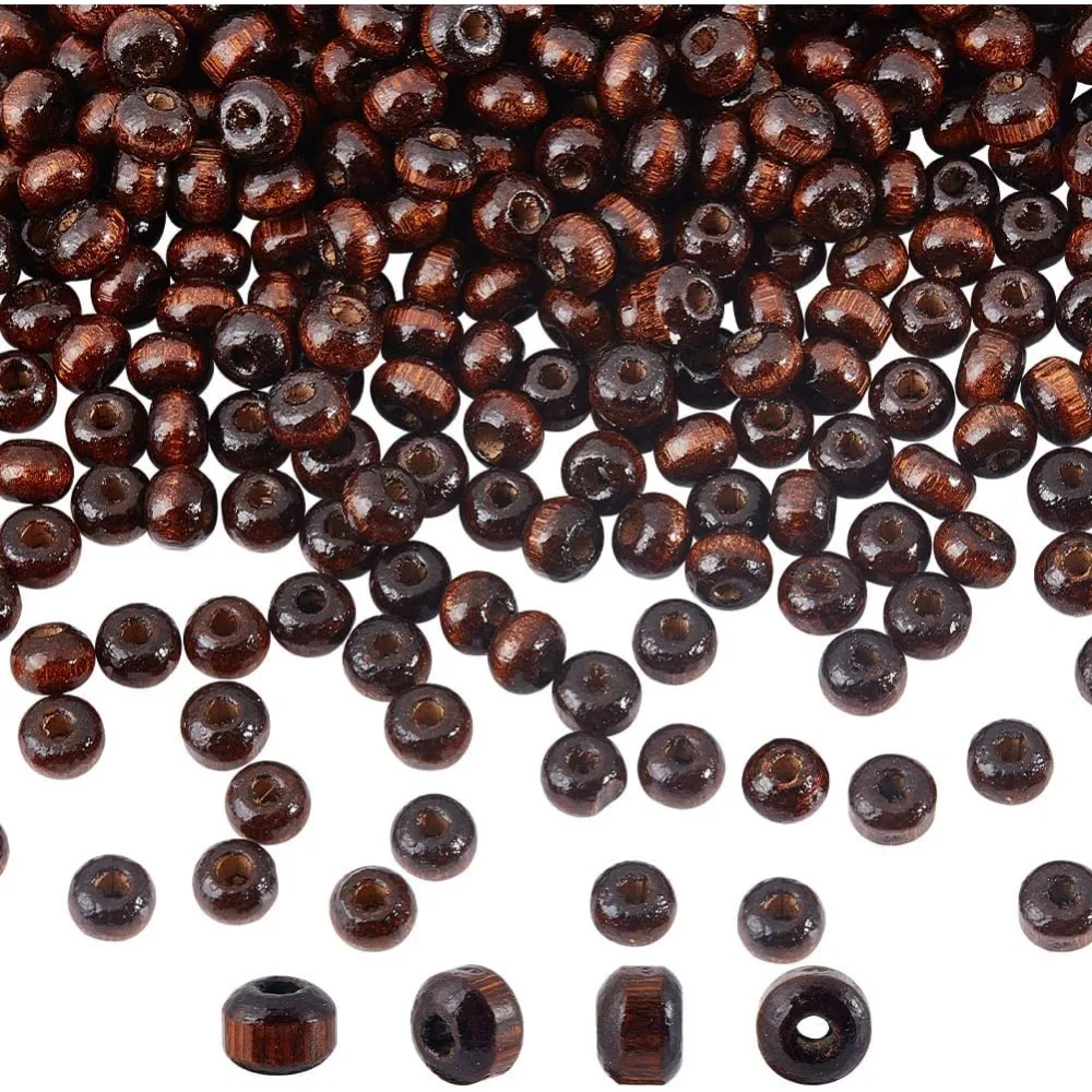 500 Pcs Wood Round Beads 6mm, Coconut Brown Smooth Ball Beads Loose Spacer Bead Wood European Bead Loose