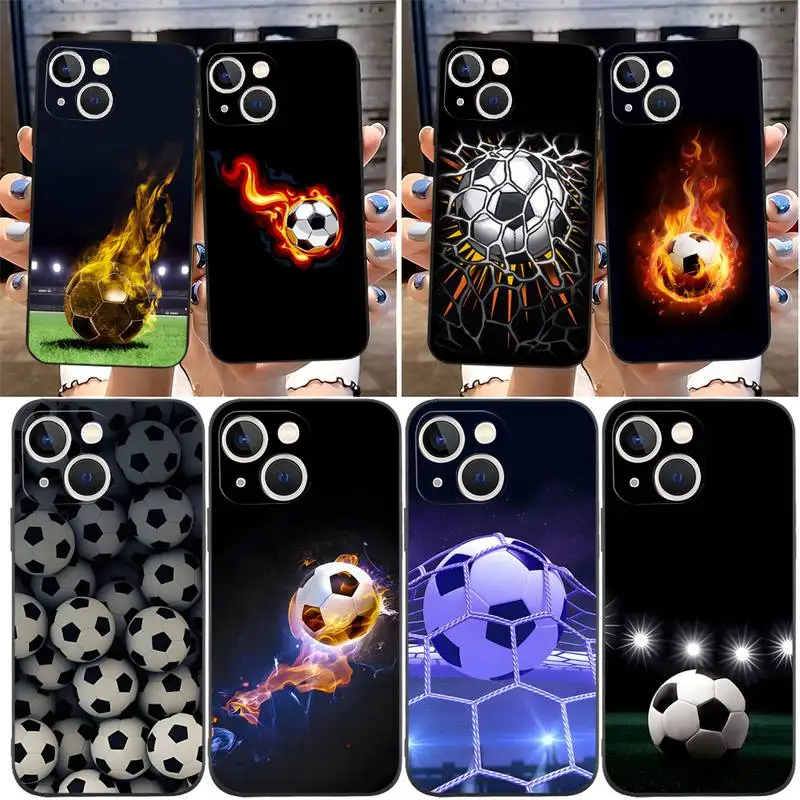 Fire Football Soccer Ball Phone Case For IPhone 11 14 13 Pro Max 12 Mini Xs X Xr 7 8 6 6s Plus Se 2020 Shockproof Back Cover