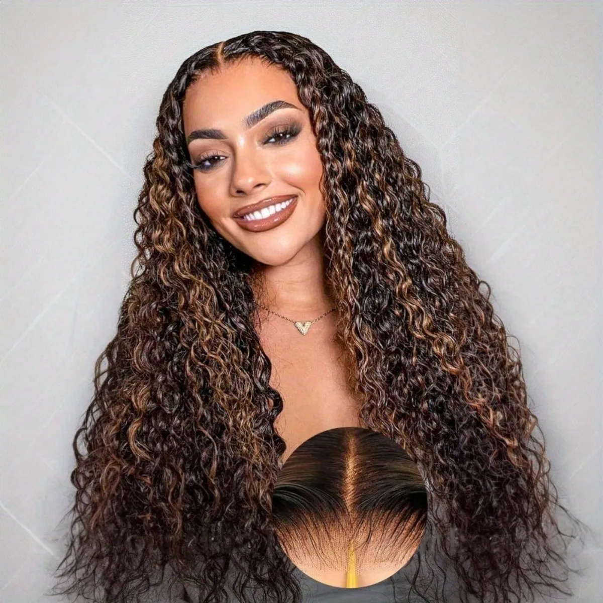 

4/27 Медово-русый кудрявый парик из натуральных волос, 13x4 HD Lace Frontal Wig, с мелированием, плотность 180%, глубокая волна, светлый мелированный парик с кружевной передней частью