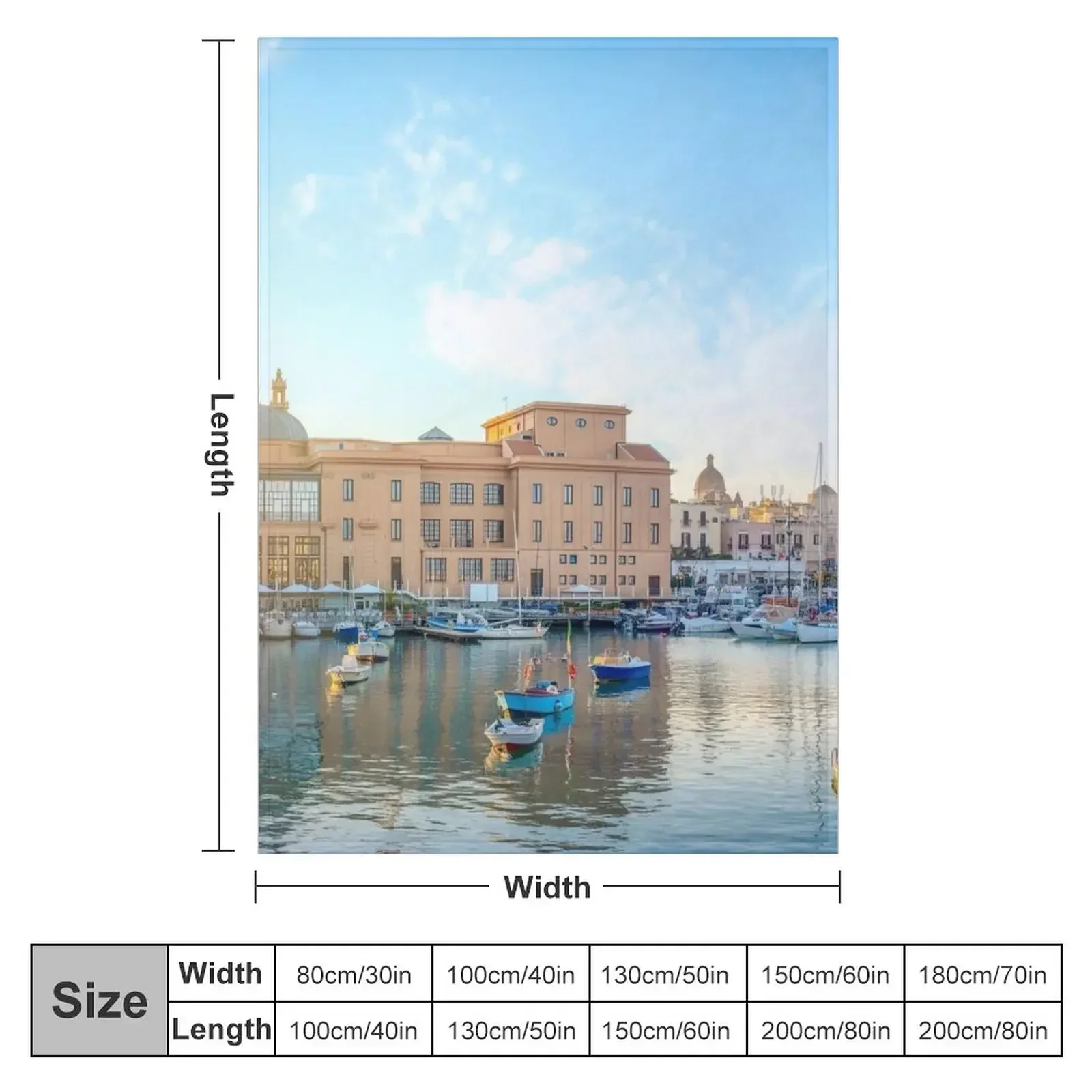 Panorama of Bari, Italy Throw Blanket warm for winter Softest Blankets