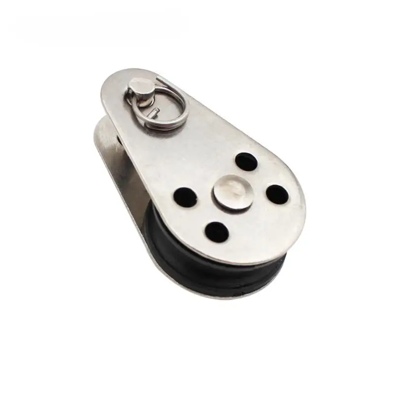 1Pcs 45mm Blocks Rope Pulley 304/316 Stainless Steel Pulley Nylon Sheave Single Lashing Eye For 2mm To 8mm Rope