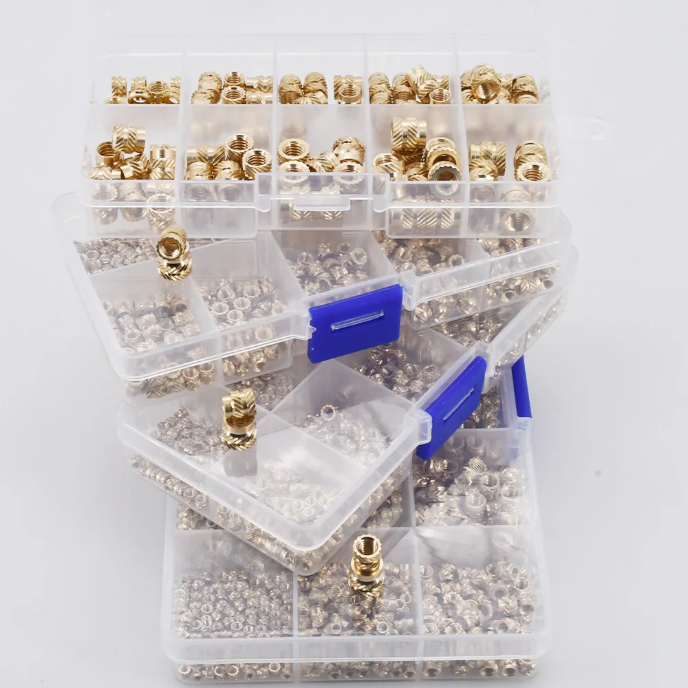 M2 M2.5 M3 M4 Brass Metric Thread Inserts Nut Brass Insert Knurled Nuts Plastic Heat Injection Molding Assortment Kit 3D Printer