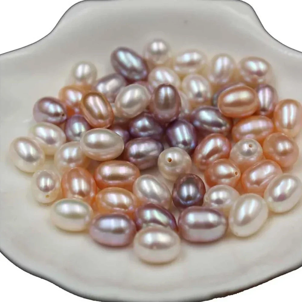 

6PCS Natural Freshwater Pearl AAA High-quality Rice Shape Beads Jewelry Making DIY Earrings Accessories Gifts 6-7/7-8mm