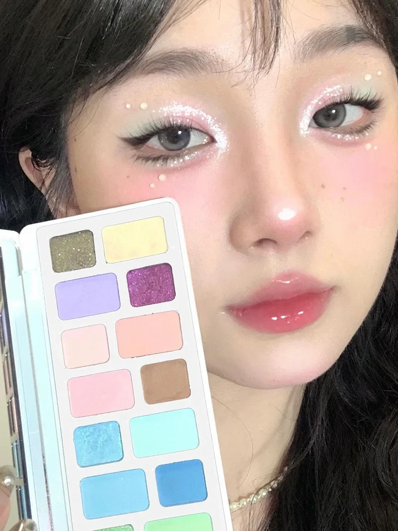 Paleta de sombras pérola verde 16 cores, à prova d'água, longa duração, diamante brilhante, cristal brilhante, maquiagem para cosplay, co: 02