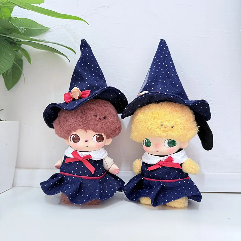 

15/17Cm Labubu And DIMOO WORLD 1st 2nd 3rd Gen Enchanted Witch Outfit Polka Dot Dress Pointed Hat Set