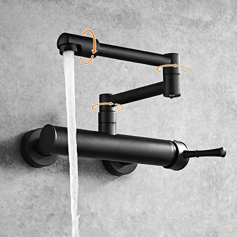 

Free shipping 360 degree rotating black wall faucet mixer sink wall mounted faucet cold hot faucet Water Tap wall tap
