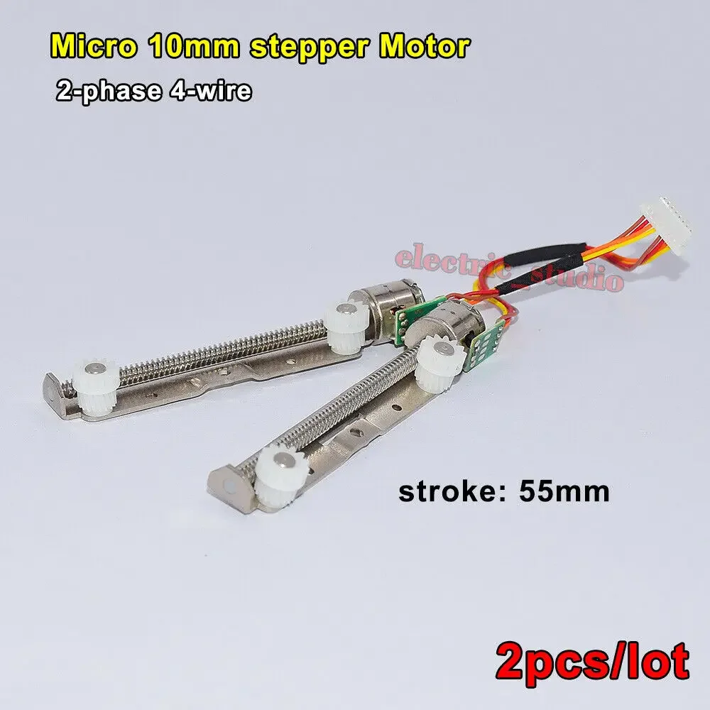 2pcs/lot Precious Mini 10mm Stepper Stepping Motor 2-Phase 4-Wire 55mm Stroke Long Linear Screw Gear Shaft