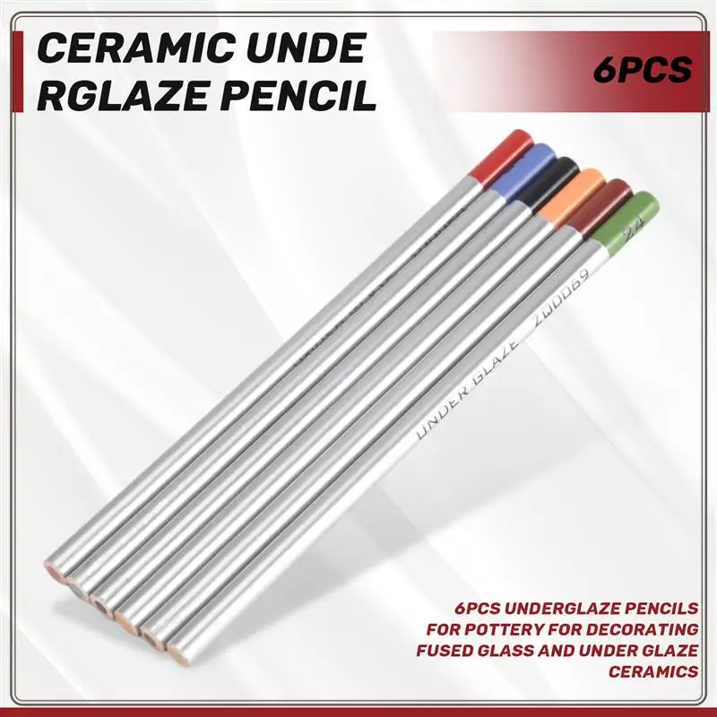 Reliable-6Pcs Underglaze ดินสอสําหรับเครื่องปั้นดินเผาสําหรับตกแต่ง Fused แก้วและภายใต้เคลือบเซรามิค,6Pcs Underglaze ดินสอสําหรับหม้อ