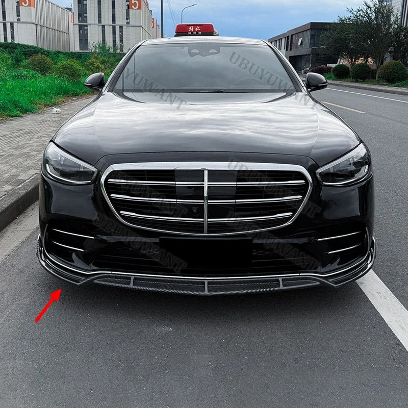 For Benz S-Class W223 A M G Line 2021-2026 Front Bumper Lip Custom Parts Front Chin Spoiler Splitter Protector Body Kits