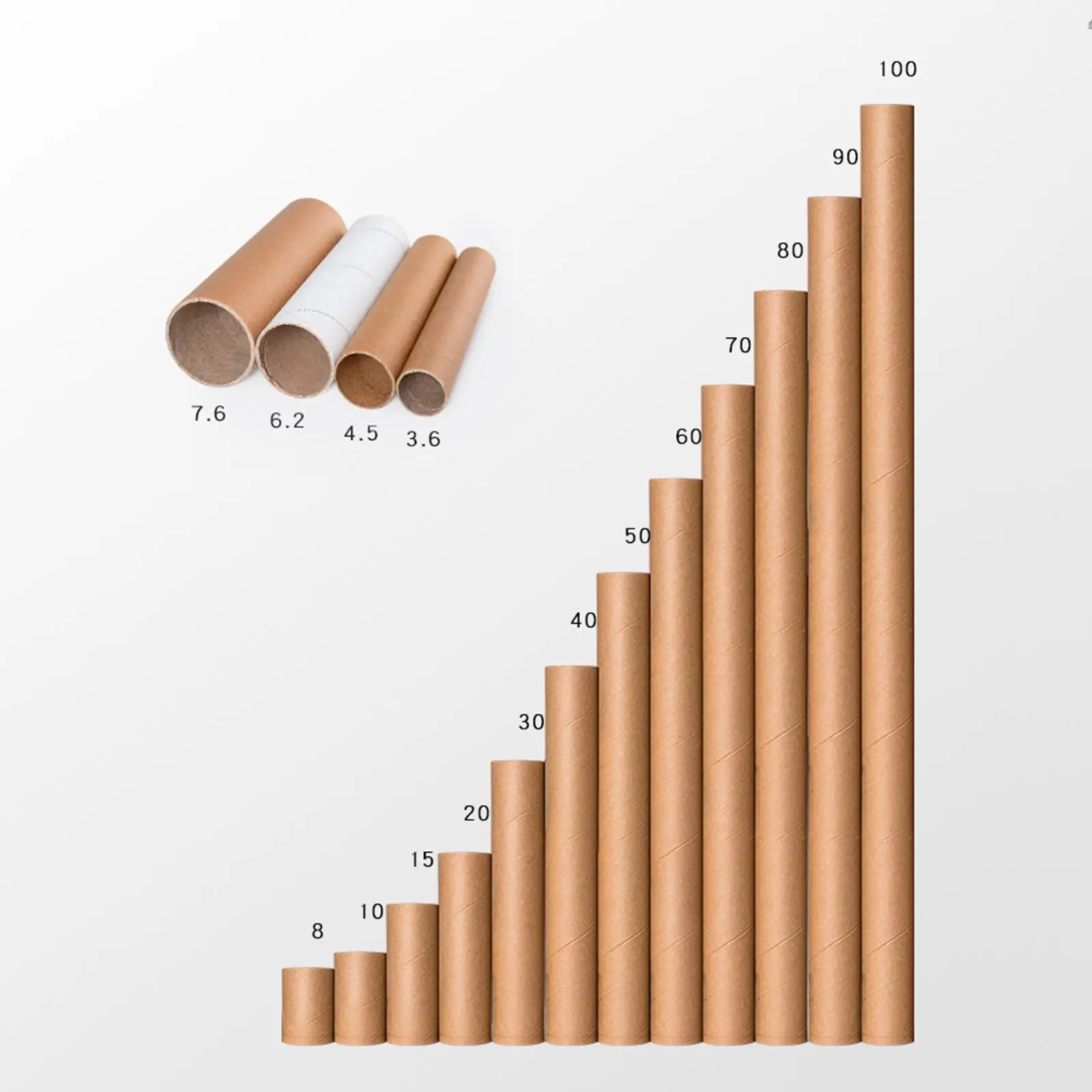 Kraft Paper Poster Tube 60mm Diameter for Blueprint Document Mailing and Art Protection