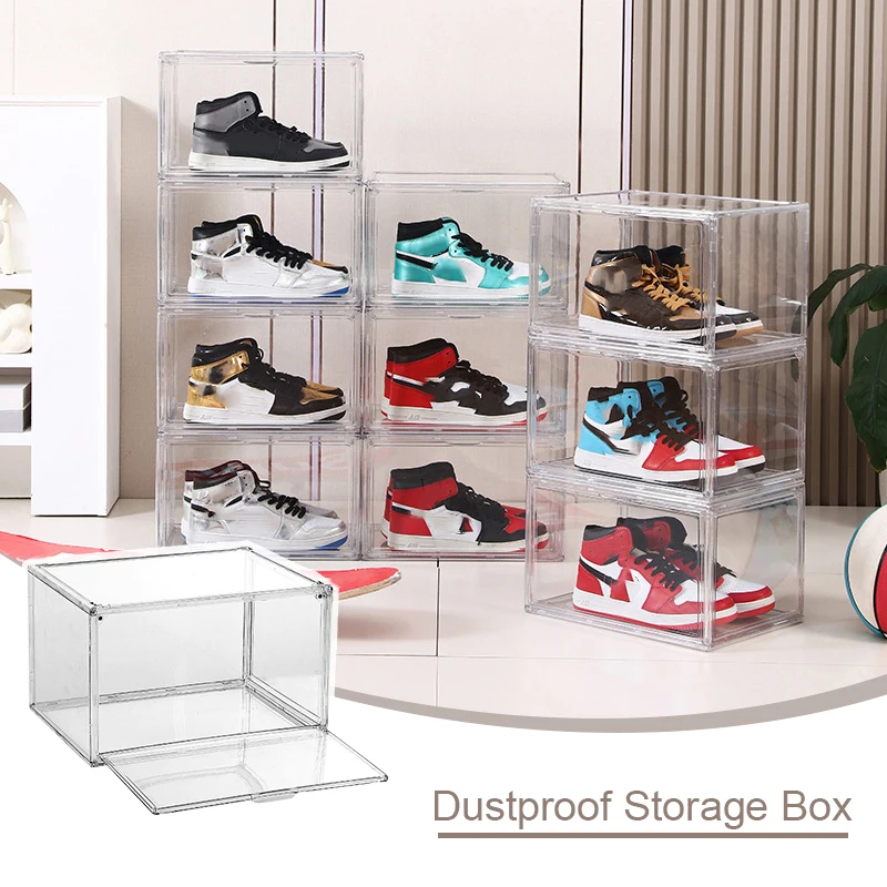 

Shoe Box Stackable Clear Acrylic Shoe Storage Boxes with Magnetic Door for Sneakerhead Professional Shoe Display Case Organizer