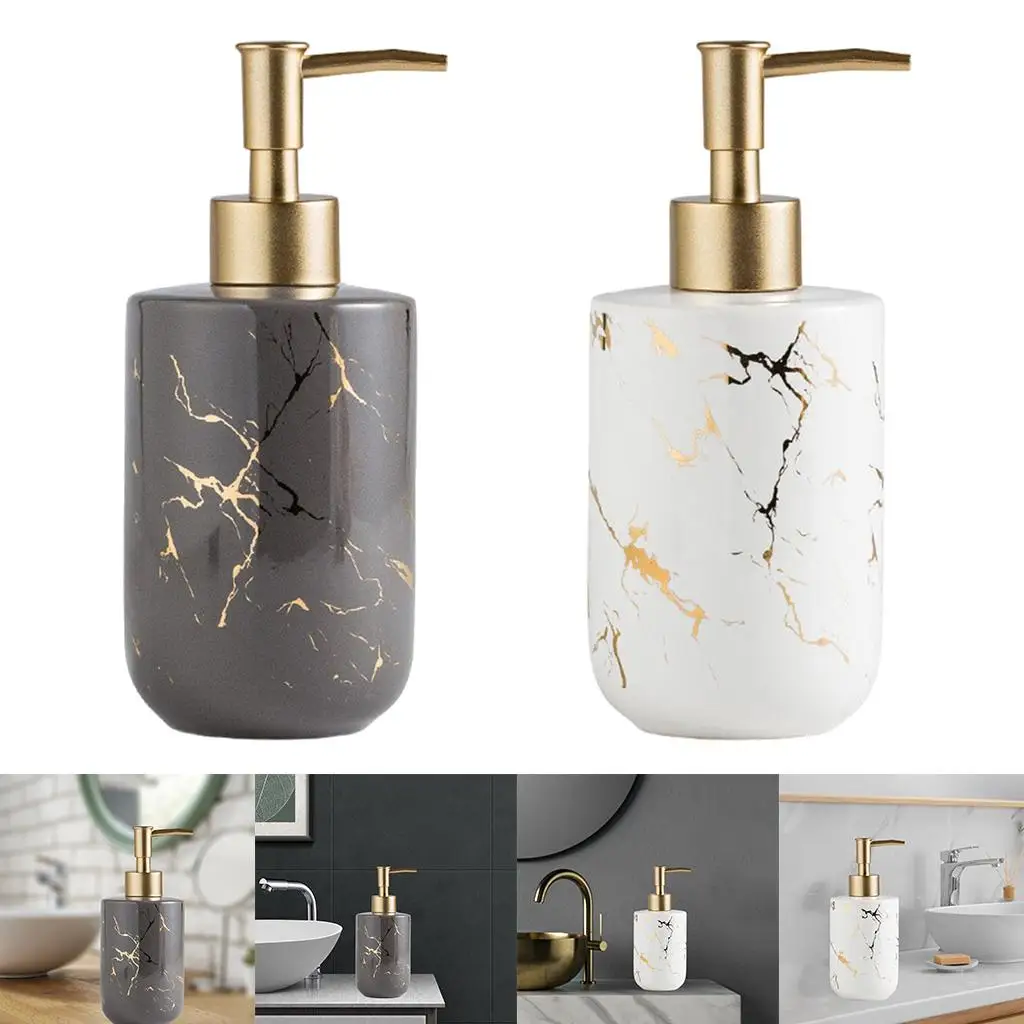 Ceramic Soap Dispenser Marble Pump Bottle Holder Accs