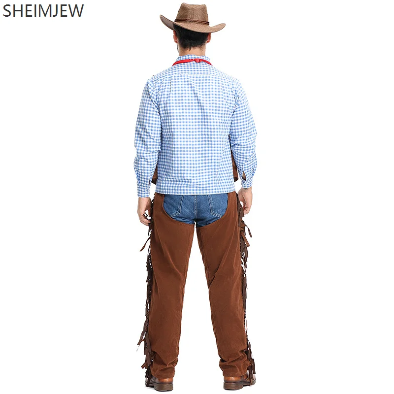 Halloween Party Role Play Cowboy Pioneer Wild West Cowboy Men's Bullfighter Open Crotch Pants Costume Adult Pioneer Western Suit