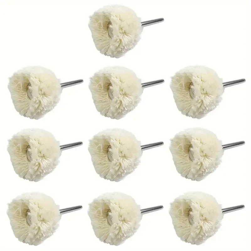 

A set of 10 25mm polishing wool cotton wheels for rotating tool accessories and polishing wheels