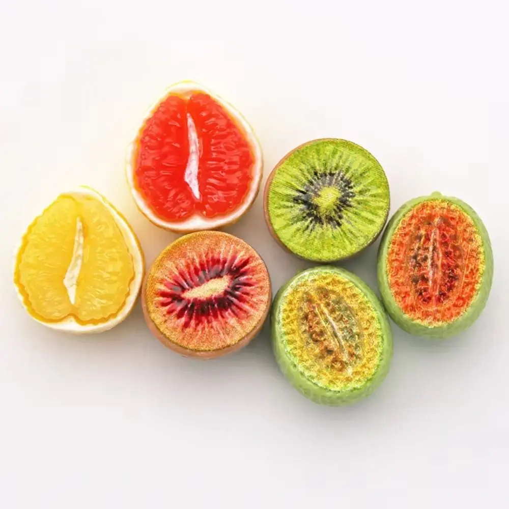 20PCS Resin Mini Fruit Models Half Cut Lightweight Fruit Half Cut Models DIY Craft Kit Mini Size Simulated Fruit Charm
