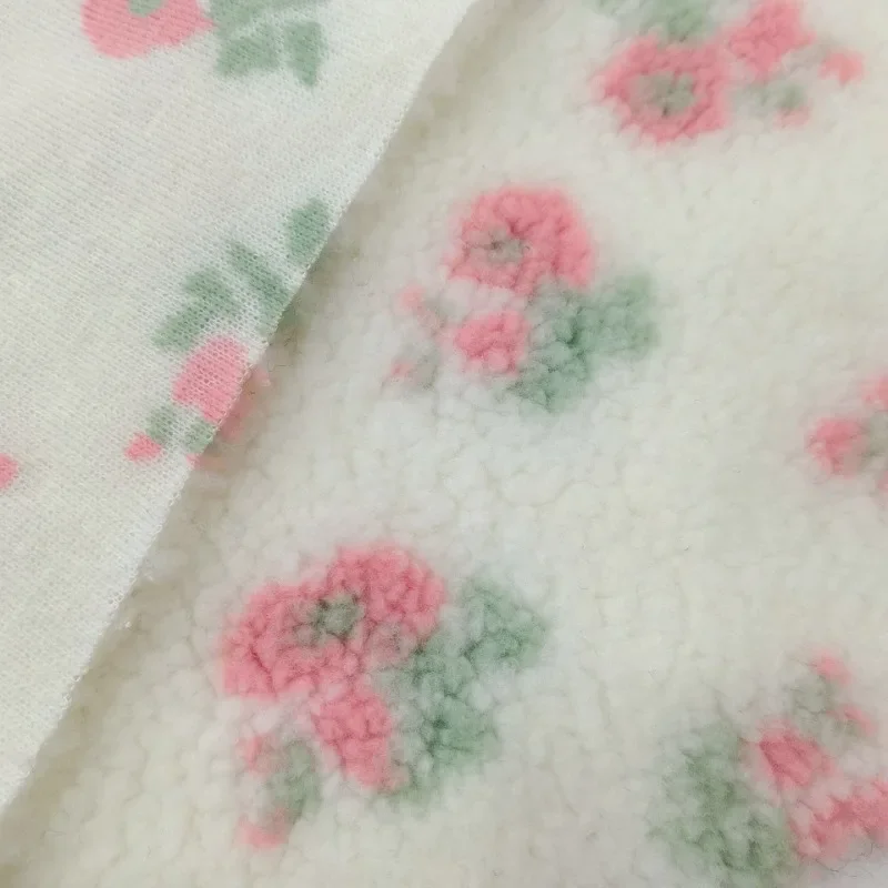 160x50cm Thick Lamb Wool Fabric with Small Floral Print for Home Textile Pillows and Photo Props Sewing Projects