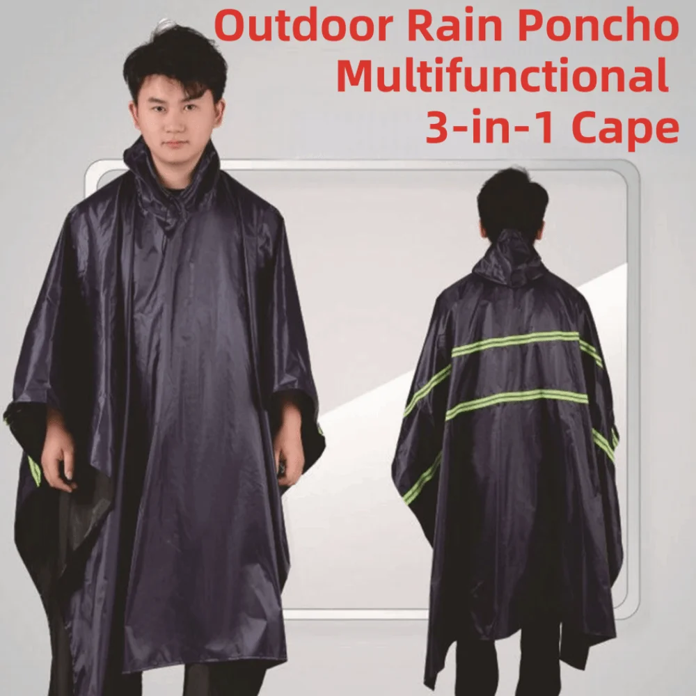 

Multifunctional 3 in 1 Cycling Rain Poncho Portable Waterproof Riding Raincoat Front Pocket Hooded Rainwear Tent Travel