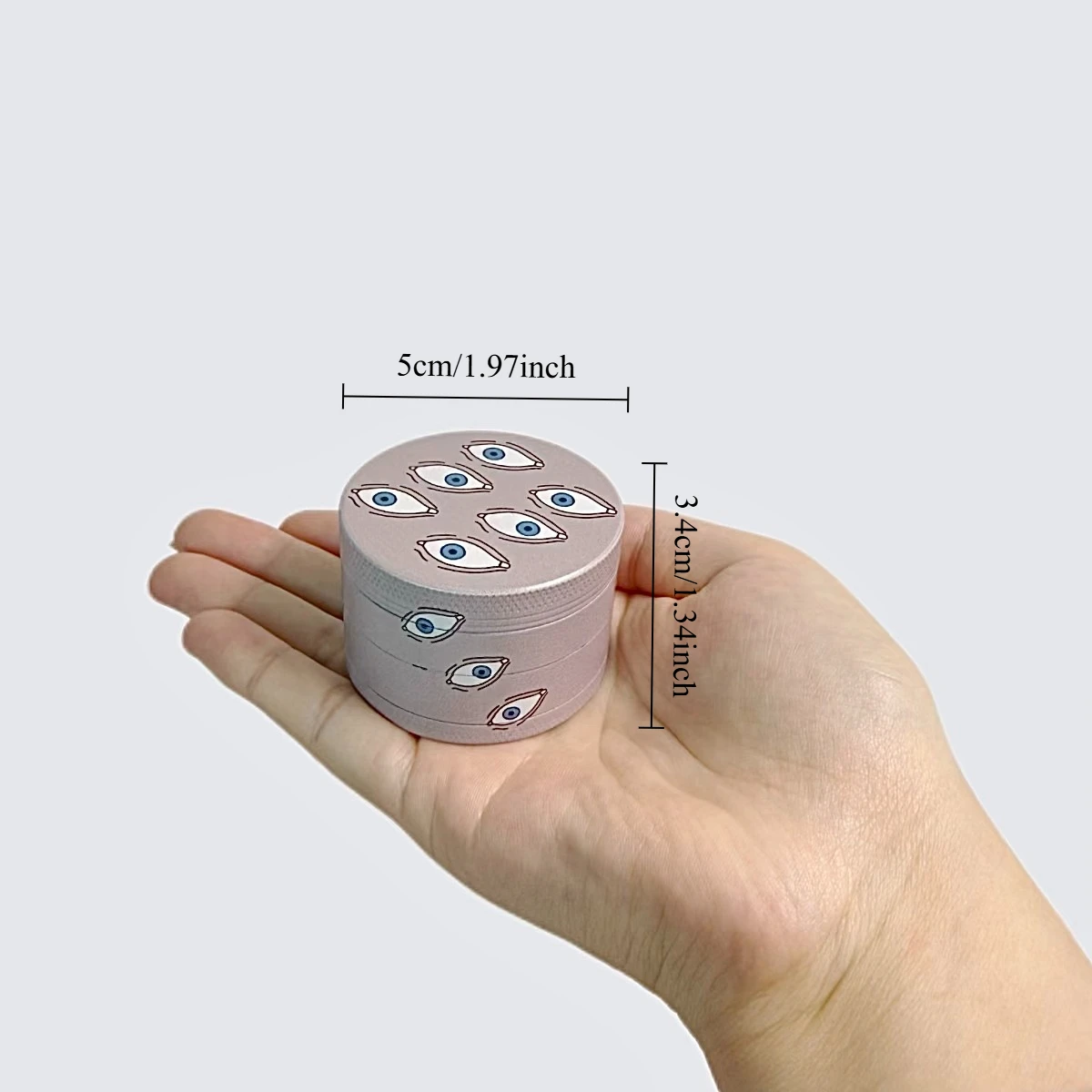 2 inch 5cm Blue Eye Pattern 4 Layer Zinc Alloy Herb Grinder Magnetic Closure Metal Manual Smoking Tool Tobacco Grinder Gift - view 4