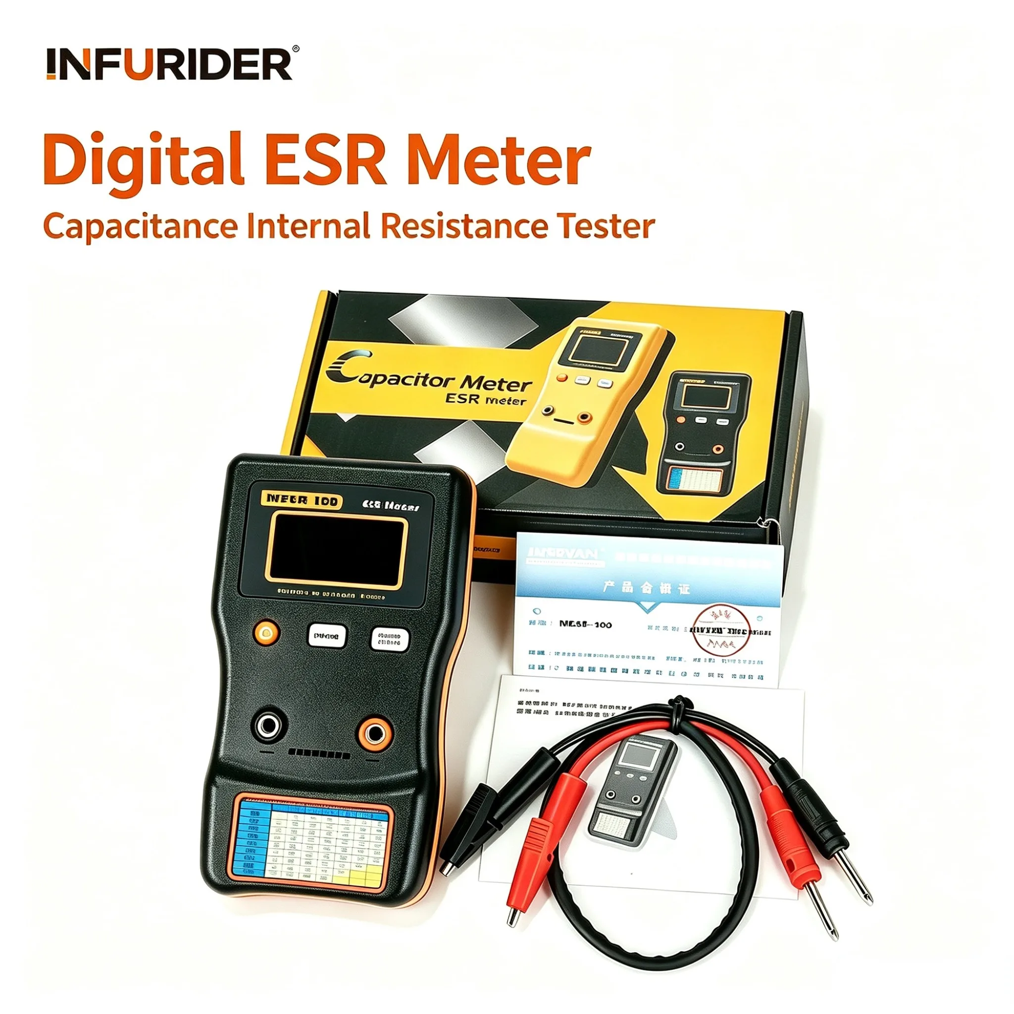 ESR Meter Capacitor ESR Meter 100kHz Sine Wave In-Circuit Tester 0.001Ω High Precision LCD Backlight for TV Audio Board Repair