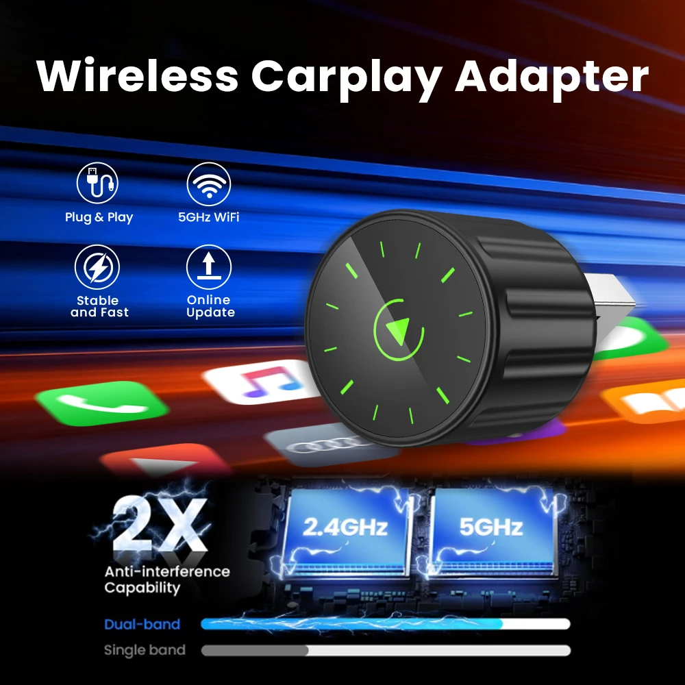 

Новый Super Mini Carplay AI Box с проводом к беспроводному CarPlay/Android Auto 2in1 Box 5 ГГц WiFi5 для 99% оригинального проводного CarPlay/автомобиля
