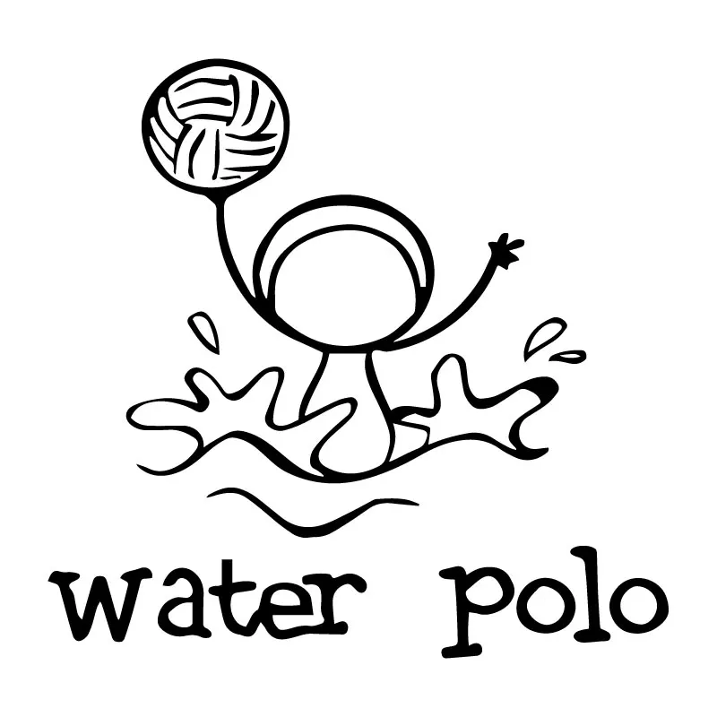 Sports Water Polo Creative Stickers High Quality Car Decoration Personality Pvc Waterproof Decals Black/white, 17cm*17cm