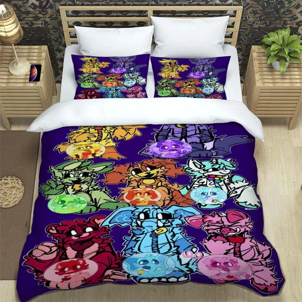 Cartoon Smilings Critters Bedding Set,Duvet Cover Comforter Bed Set Quilt Cover Pillowcase,King Queen Twin Size Boys Girls Adult