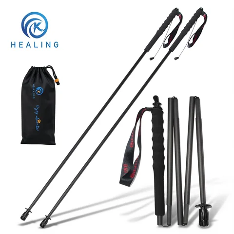 110G Ultralight Carbon Fiber Trekking Poles Folding 5-Section Hiking Sticks Walking Stick Trekking Portable Travel Climbing Cane