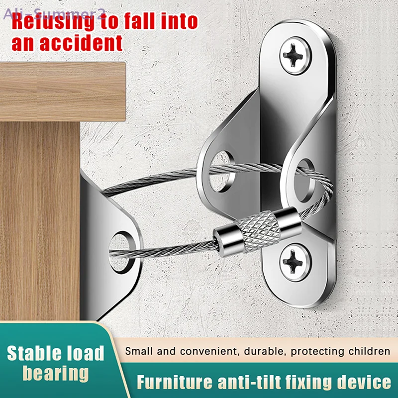 {MX} مجموعة واحدة من مراسي الأثاث المضادة للطرف من الفولاذ المقاوم للصدأ لحزام الزلازل للتدقيق على مثبتات رف الكتب والأثاث على الحائط #3