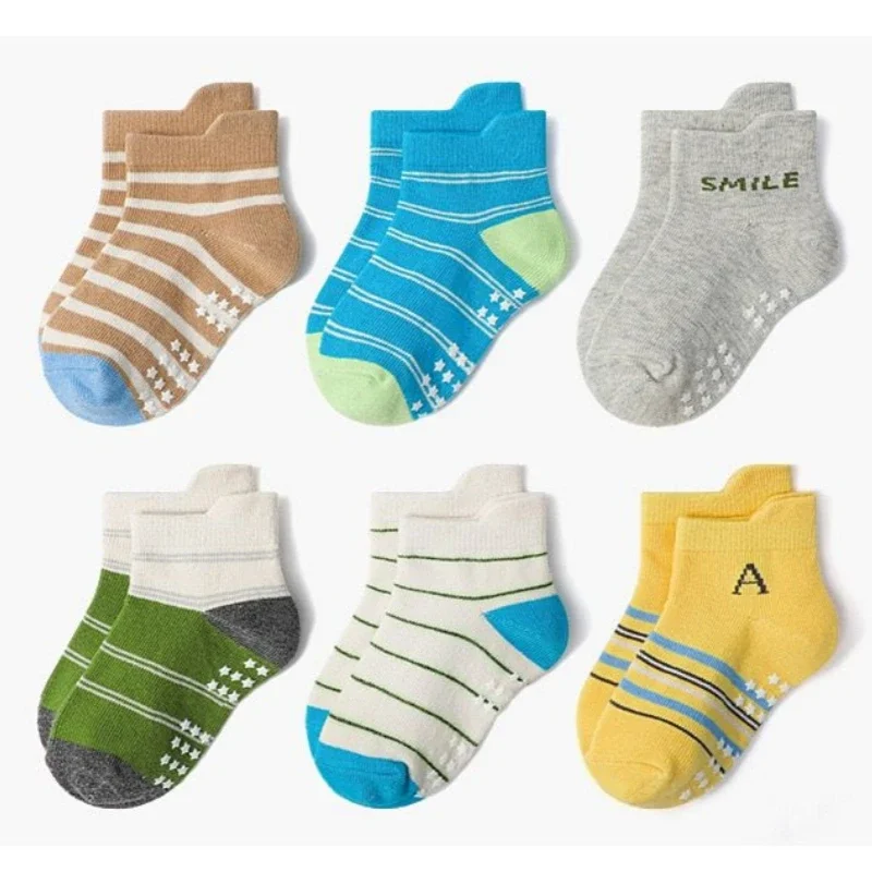 12pairs/lot Children Socks Cotton Baby Floor Socks Boy Non-Slip Baby Socks 1-5 Years