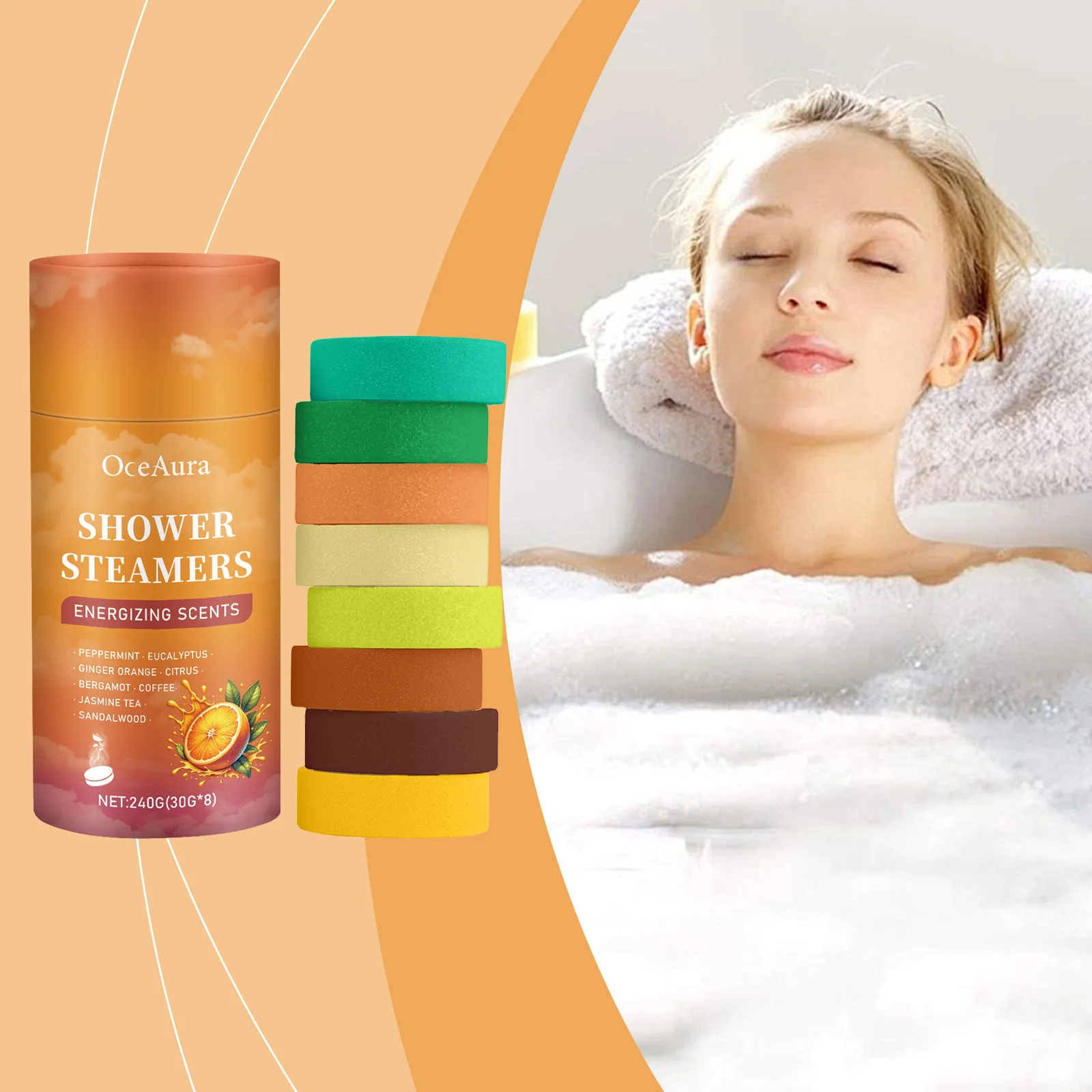 8PCS Shower Steamers Aromatherapy Essential Oil Natural Fragrance Stress Relief Relaxing Bath Shower Tablets Bathroom Gift Set