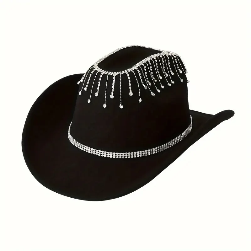 HongLuan Glitter Costume Cappello Adulto e Cappelli da Cowboy Strass per Donna, Cowboy Cosplay Accessori Femminili e Berretto da Cowgirl