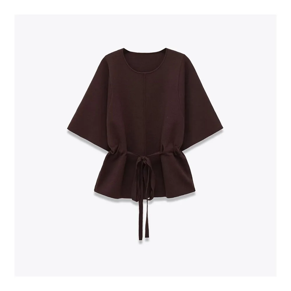 

Осенняя новая женская модная простая и универсальная трикотажная рубашка с объемными рукавами