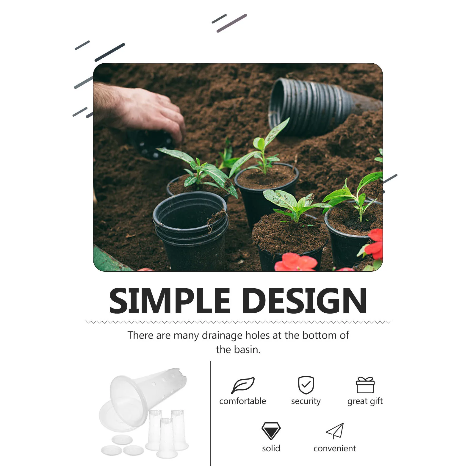 

1 set Transparent Flower Pots Clear Plastic Planters For Indoor Garden Nursery Succulent Hanging Planters With Drainage Holes