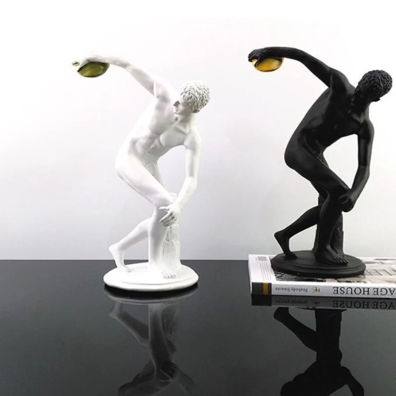 

1pc Discus Thrower Statue for Decoration Greek Statue Nude Male Athlete Roman Decorative Figurines Sculpture HomeOfficeBookshelf