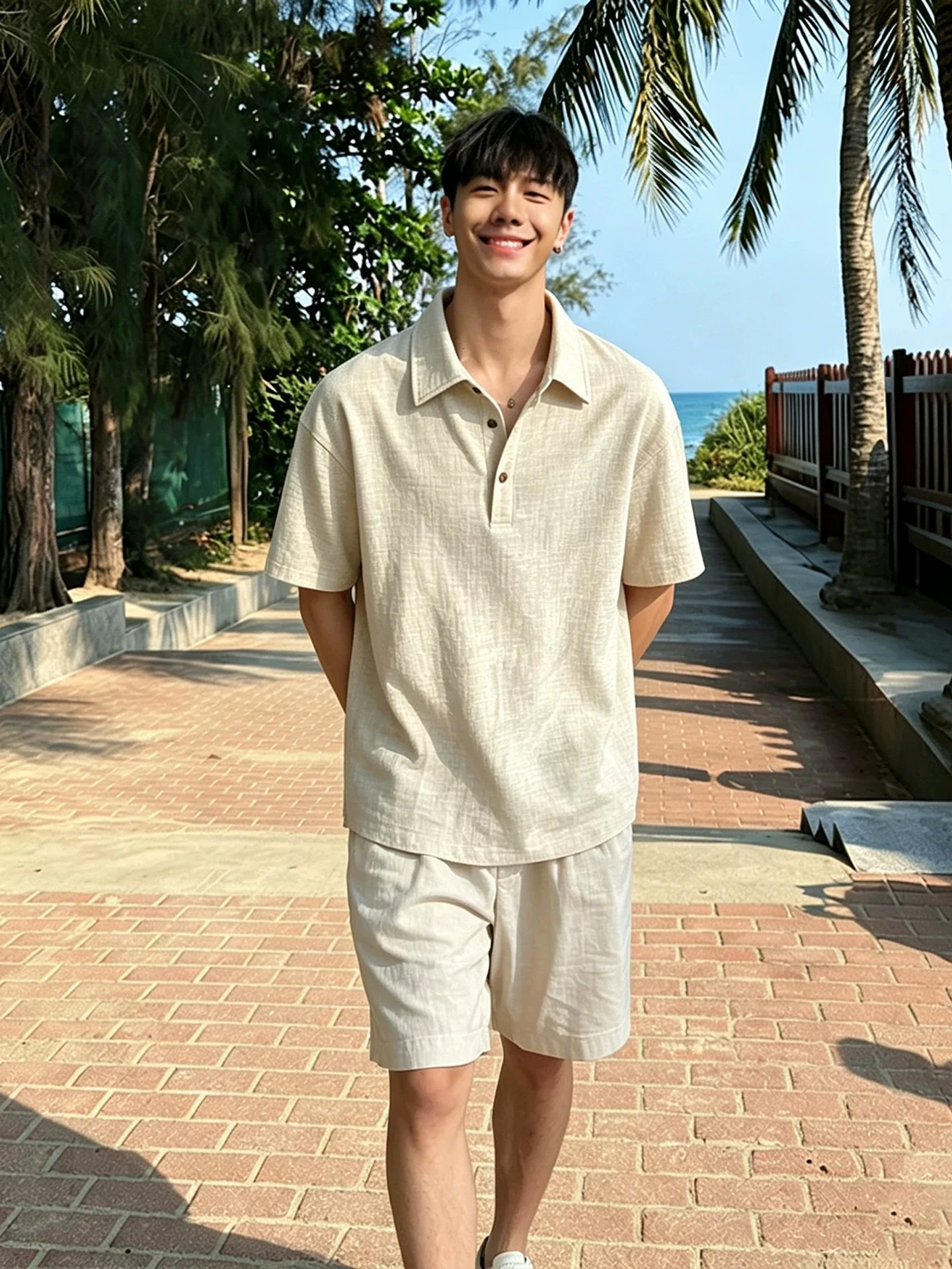 Men's Loose Fit  Shirt Ice Silk Linen Simulation Short Sleeve T-Shirt Breathable Summer Thin Casual Style Fashion Trend