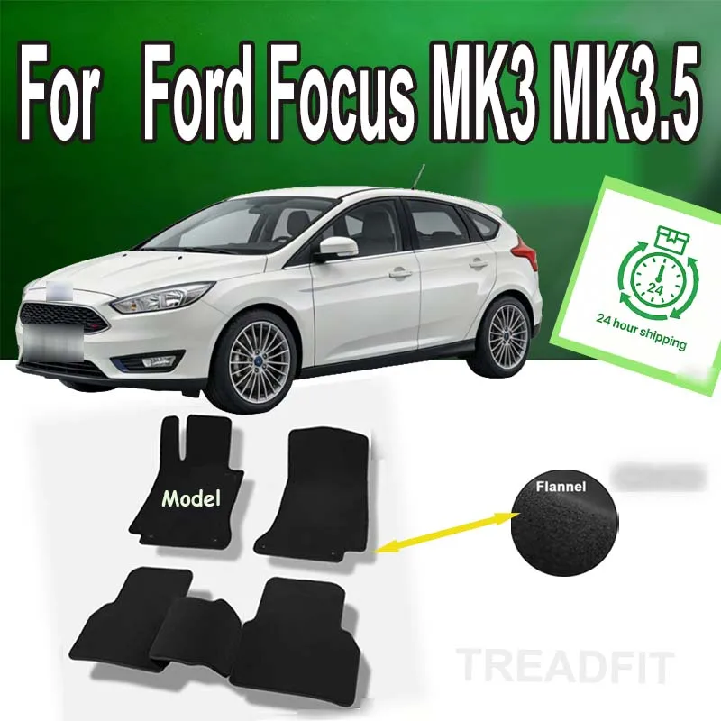 

Nylon Suede Car Floor Mats For Ford Focus MK3 MK3.5 III 2012~2019 Rugs Panel Footpads Carpet Cover Pad Foot