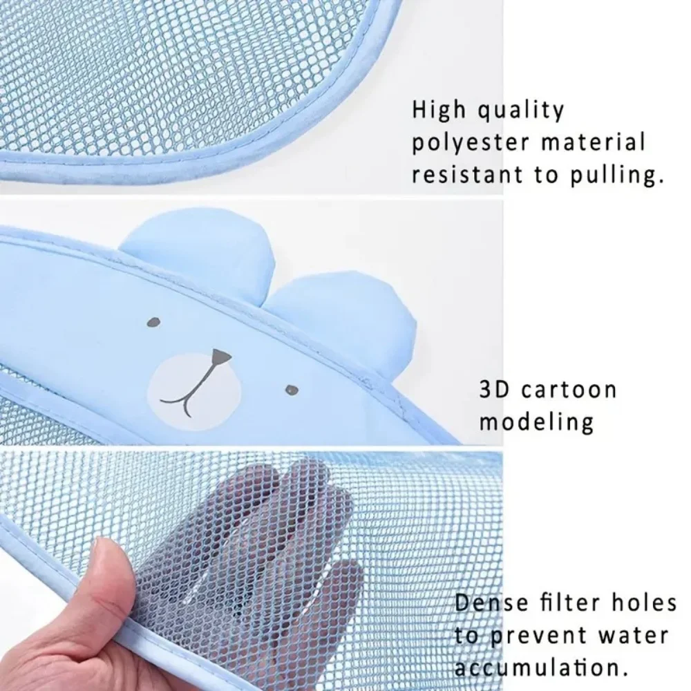 Cute Animal Bath Toy Organizer – Mesh Storage Bag with Suction Hooks for Kids’ Bathroom;Toys Not Included