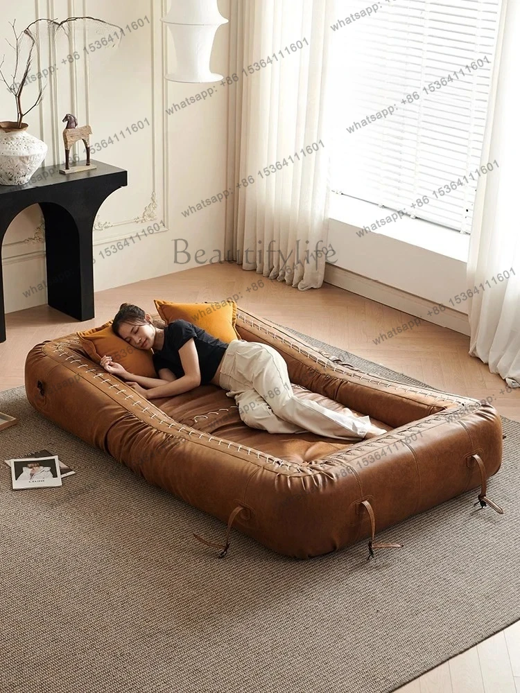 

Human kennel lazy sofa new Aishen retro oil wax cloth dual-purpose folding sofa bed