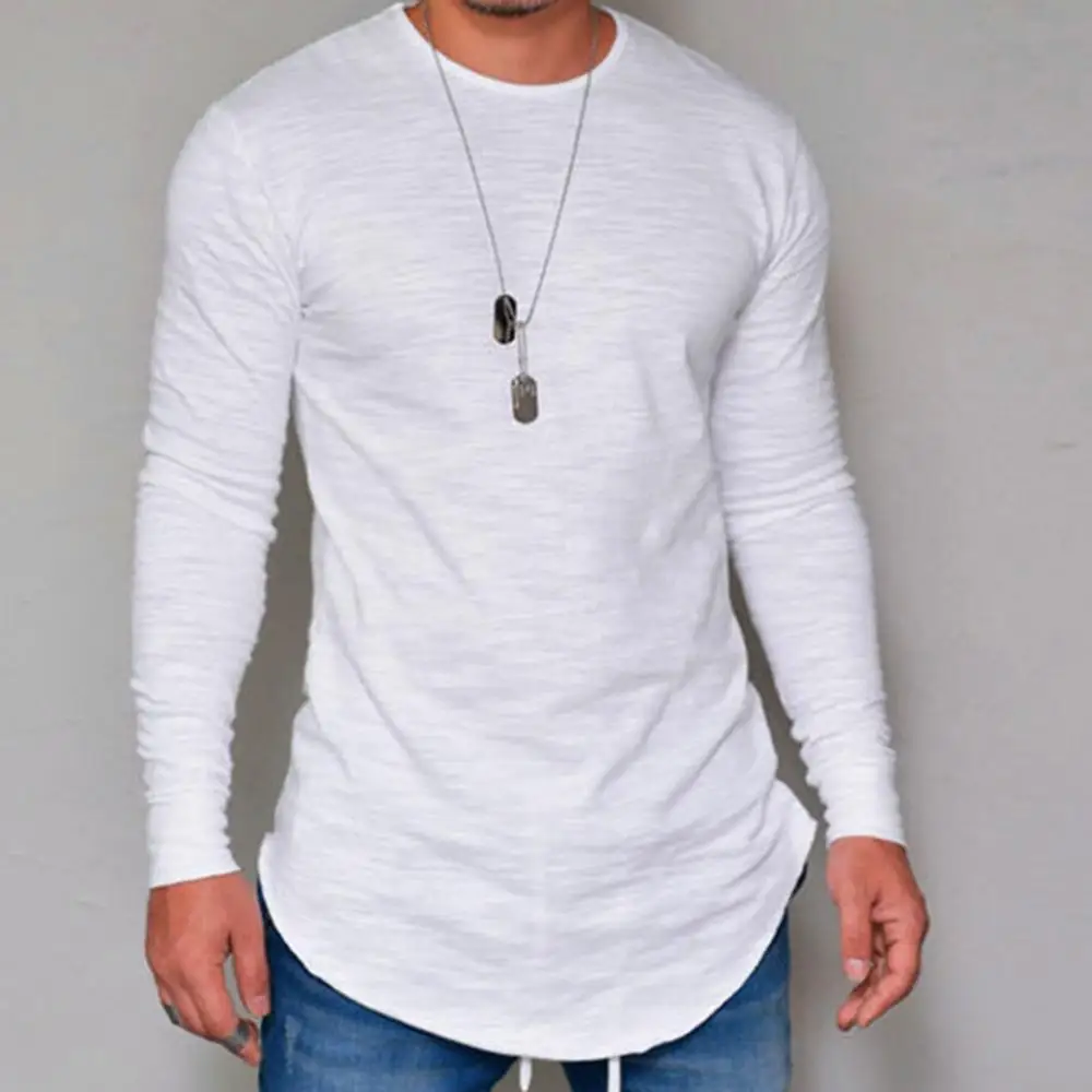 Men Cotton Thin T-shirt Autumn O Neck Long Sleeve Bottoming Top Street Men Long Sleeved T-shirt Casual Slim Fit Cotton Pullover
