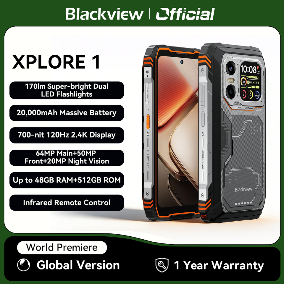  Blackview XPLORE 1 Outdoor Mobile Phone, 5G Waterproof Rugged Smartphone Android 15, 6.78'' 2.4K Display, 16GB+512GB, 20000mAh 