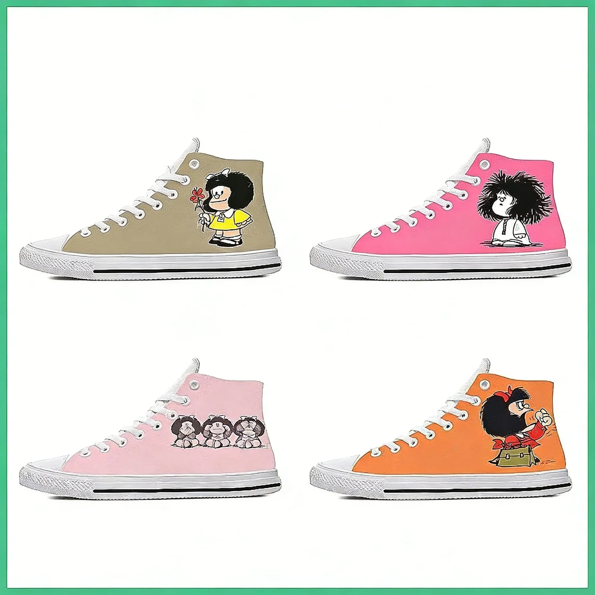 

Кроссовки с 3D-принтом Mafalda Anime — легкие дышащие высокие кроссовки для мужчин и женщин