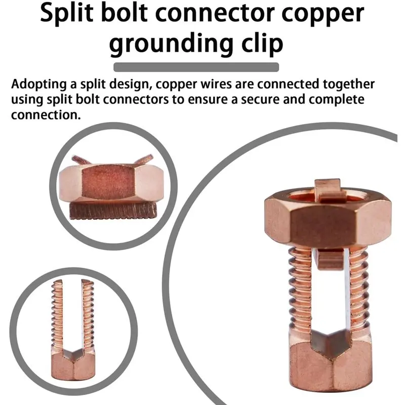 ABMH-5PCS TJ-16 Split Bolt Wire Connector,High Strength Copper Grounding Clamps,Ground Wire Connector For 6/7/8 AWG Bare Wire
