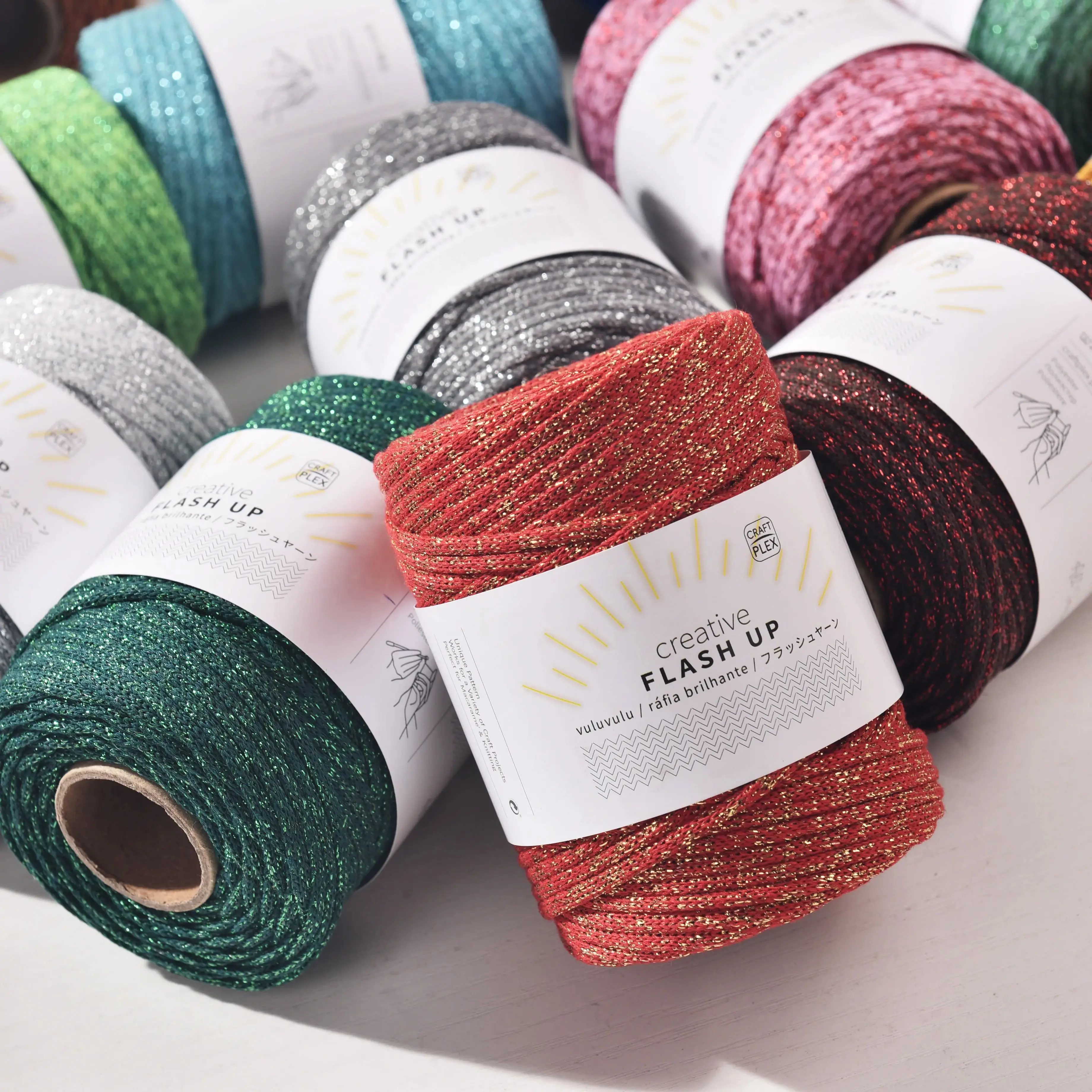 Sparkle 3mmx60meters Flat Cotton yarn Hand Knitting yarn Bag Crochet cord Metallic Blended Yarn